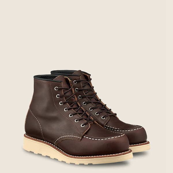 Womens Red Wing 6-inch Classic Moc - Short Oro-iginal Leather - Heritage Boots Dark Brown - VQS90871